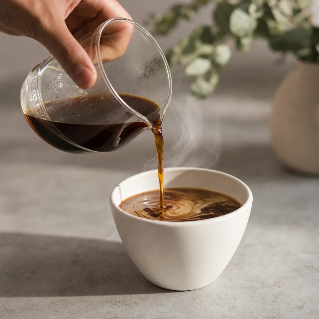 Close up of fresh coffee pour