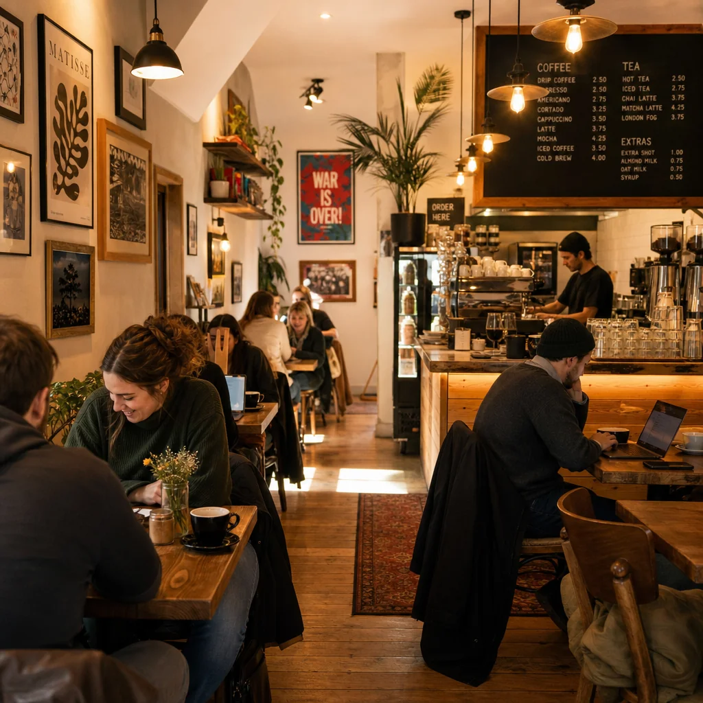 Bright and airy cafe interior